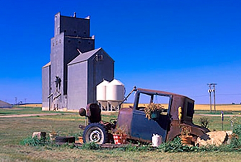 Wooden grain elevator at Upham, North Dakota