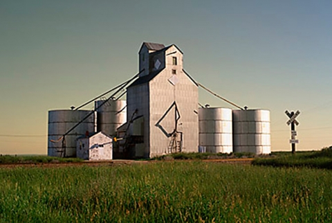 Wooden grain elevator at Moore, Montana