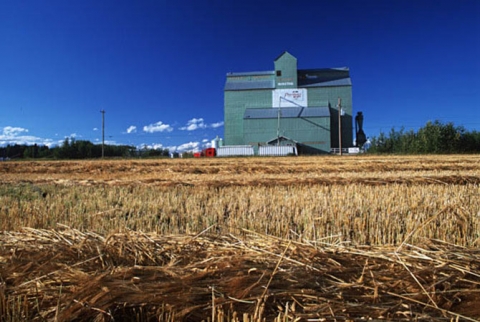 Image of wooden elevator at Wasketenau, Alberta