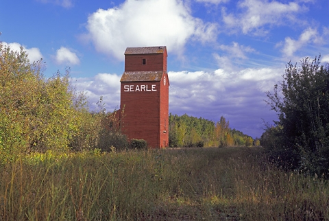 Wooden grain elevator at Waitville Saskatchewan