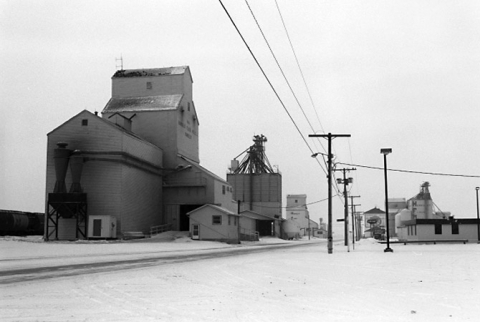 Image of wooden grain elevators at Humboldt, Saskatchewan