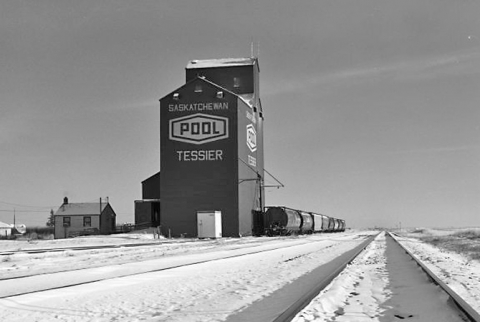 Wooden grain elevator at Tessier, Saskatchewan