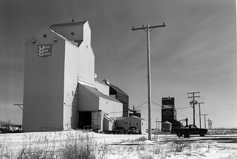 Wooden elevators at Brock, Saskatchewan