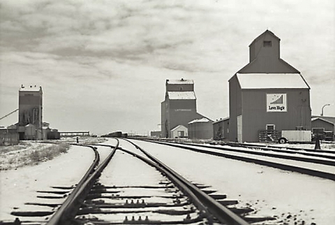 Wooden grain elevators at Lethbridge, Alberta