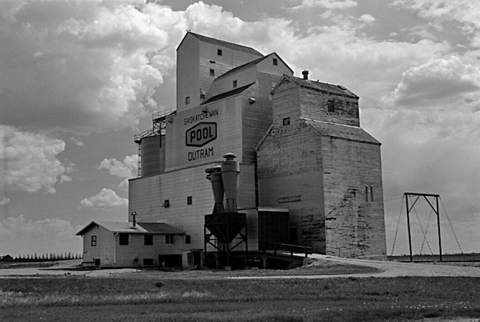 Wooden grain elevator at Outram, Saskatchewan