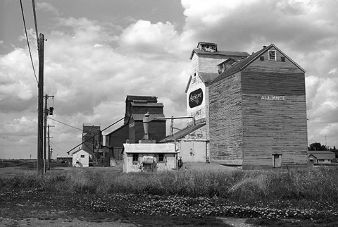 Wooden elevators at Alliance, Alberta