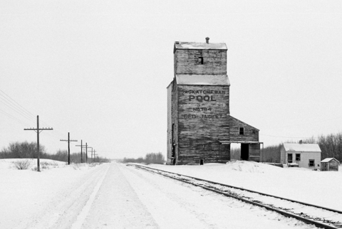 Image of wooden grain elevator at Red Jacket, Saskatchewan