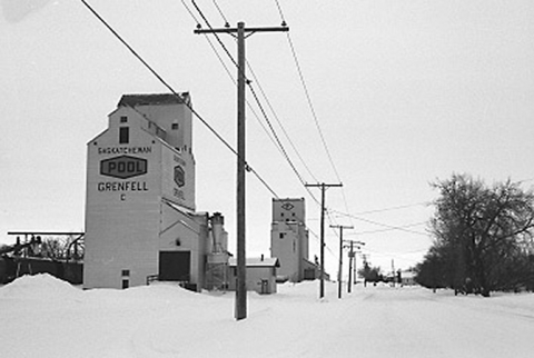 Image of Grenfell wooden grain elevators, Saskatchewan