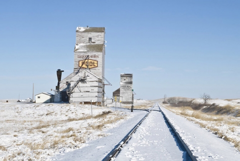 Wooden grain elevator at Horizon, Saskatchewan