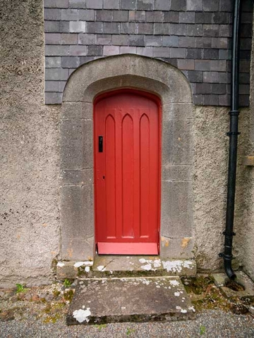 Photo of side door to Drumard Parish Church, Sligo, County Mayo, Republic of Ireland.