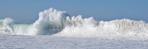 Ocean waves, seascapes, sandy beaches, blues and greens , foam and wave spray,  rolling waves, see through waves.