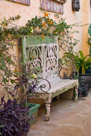 Old wooden bench seat