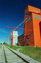 Wooden Grain Elevators at Nanton, Alberta