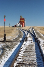 Wooden grain elevator at Robsart, Saskatchewan