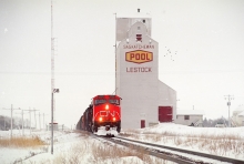 Pool wooden grain elevator at Lestock, Saskatchewan