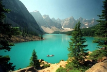 Canoeing on Morraine Lake, Alberta