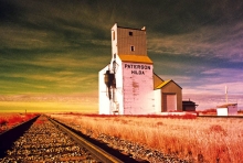 Wooden grain elevator at Hilda, Alberta, "In Infrared Light"