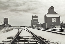 Wooden grain elevators at Lethbridge, Alberta