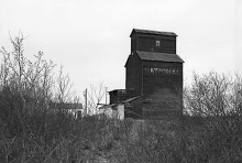 Wooden grain elevator at Poe, Alberta