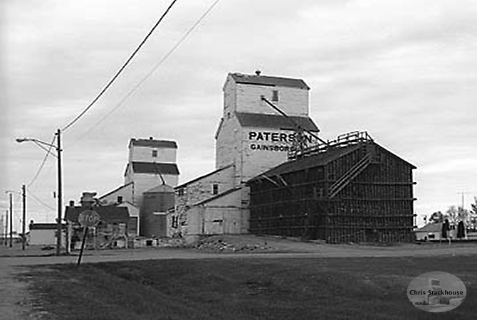 Wooden grain elevators at Gainsborough, Saskatchewan